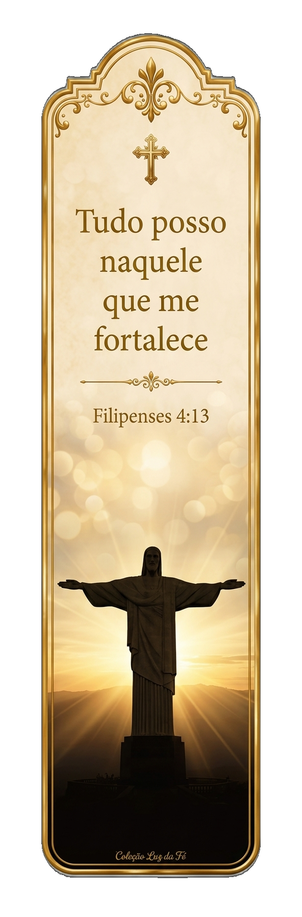 Marcador do versículo Filipenses 4,13 com Cristo Redentor.