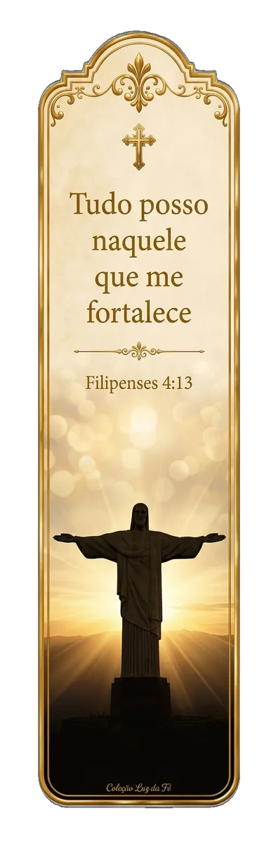 Marcador do versículo Filipenses 4,13 com Cristo Redentor.