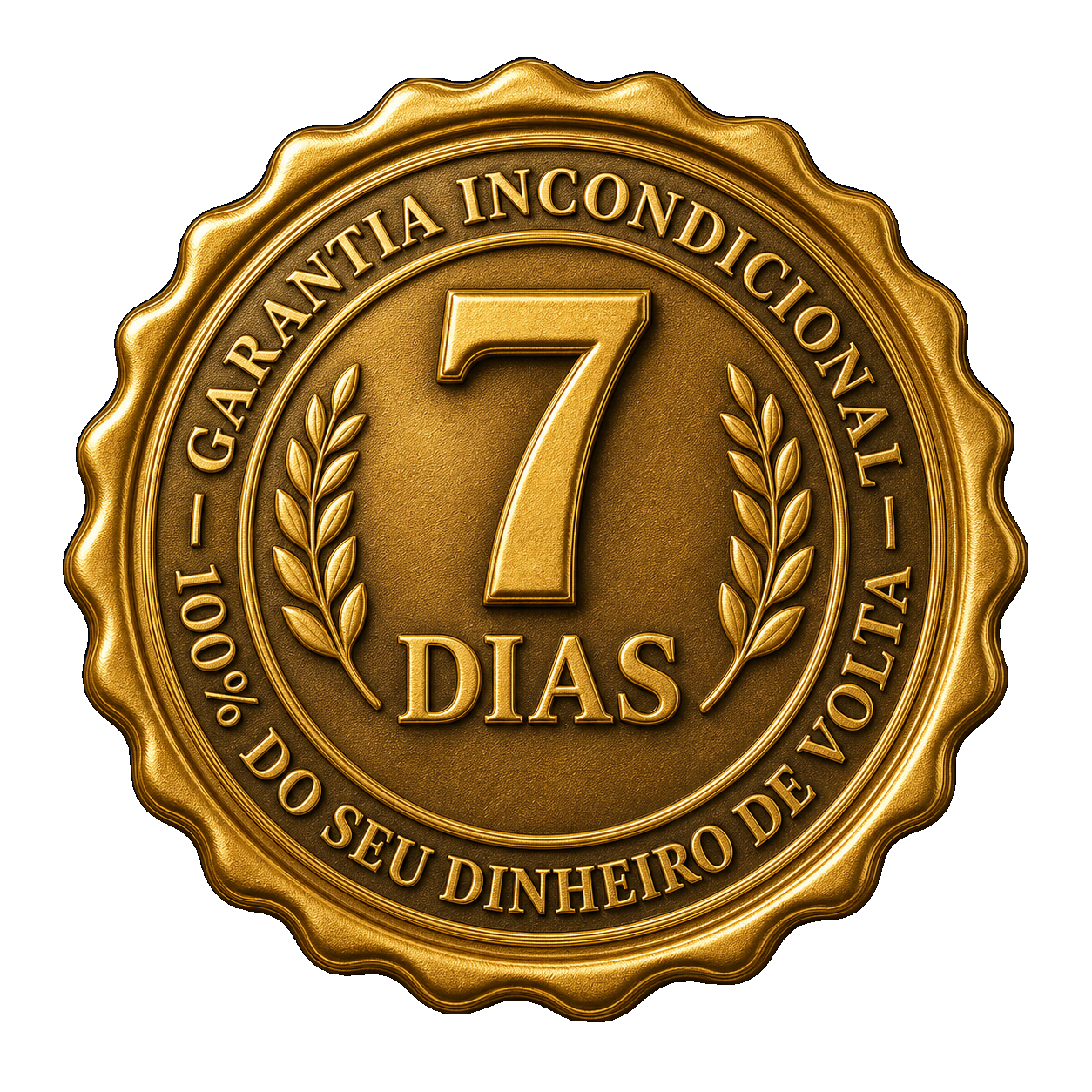 Selo dourado: garantia incondicional de 7 dias, 100% do dinheiro de volta.